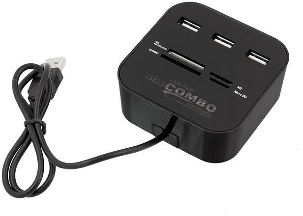 USB šakotuvas su kortelių skaitytuvu