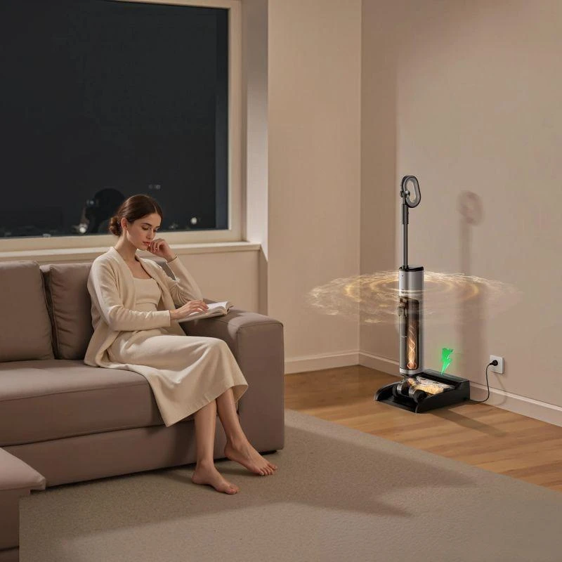 UWANT D800 Vertikalus dulkių siurblys šlapiam ir sausam valymui su mojavimo funkcija ir įkrovimo stotele – Pilkas