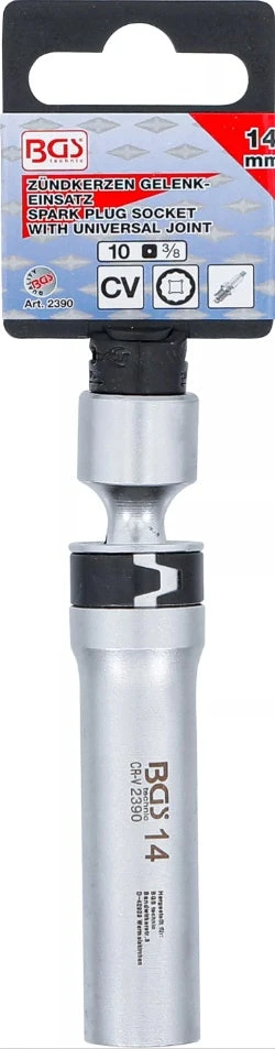 UŽDEGIMO ŽVAKĖS GALVUTĖ, 12-KAMPĖ, SU FIKSAVIMO SPYRUOKLE | 10 MM (3/8") KVADRATINĖ JUNGTIS | 14 MM (2390)
