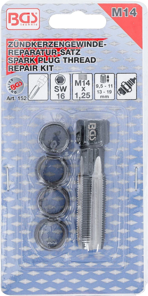 UŽDEGIMO ŽVAKIŲ SRIEGIO REMONTO RINKINYS | M14 X 1,25 MM | 5 VNT. (152)