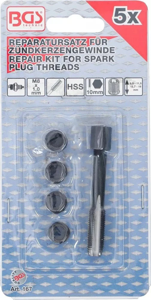 UŽDEGIMO ŽVAKIŲ SRIEGIO REMONTO RINKINYS | M8 × 1,0 | 5 VNT. (167)