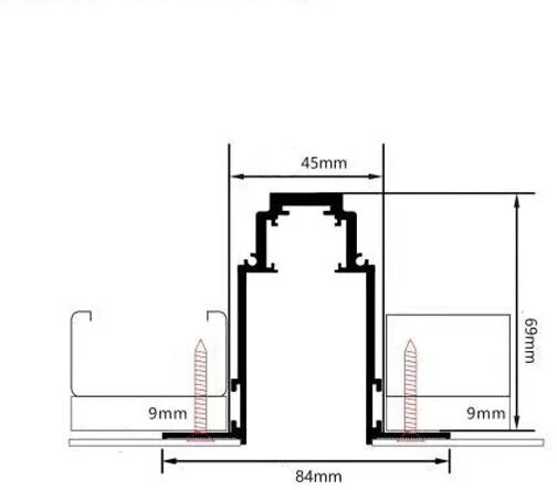 Užglaistomas magnetinės sistemos bėgelis OPTONICA, juodas, 1m, R35
