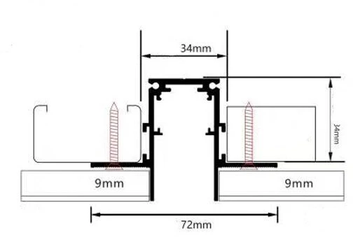 Užglaistomas magnetinės sistemos bėgelis OPTONICA R20, juodas, 1,5m