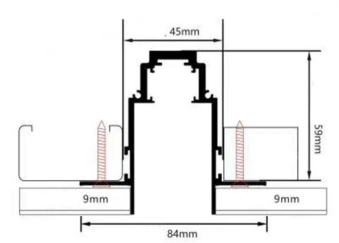 Užglaistomas magnetinės sistemos bėgelis OPTONICA, juodas, 2m, R35
