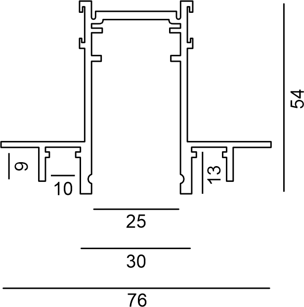Užglaistomas magnetinės sistemos IN_LINE bėgelis, 48V, juodas, 3m, 4x