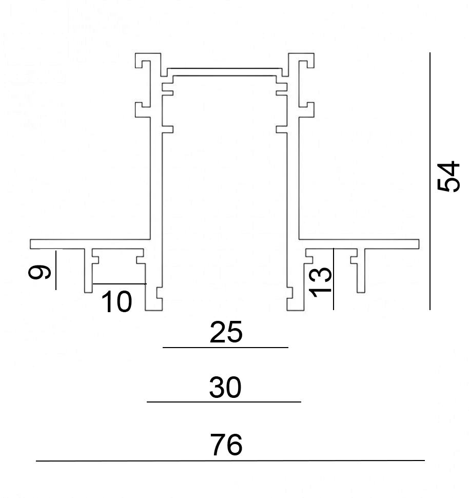 Užglaistomas magnetinės sistemos IN_LINE bėgelis, 48V, juodas, 2m