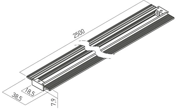Užglaistomas magnetinės sistemos XNEO bėgelis, 24V, juodas, 2,5m