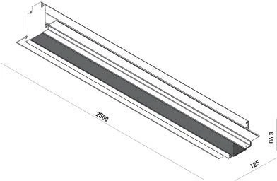 Užglaistomas magnetinės sistemos XTRIM M RECESSED bėgelis, 48V, juodas, 2,5m