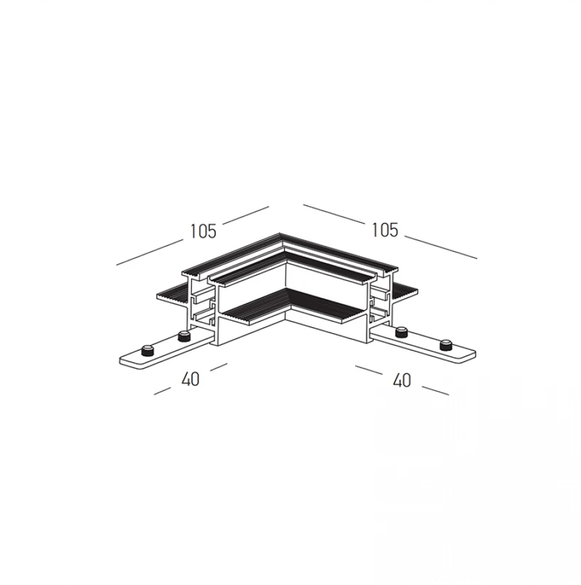 Užglaistomo magnetinės sistemos ZAMBELIS MAGNETIC 3MM bėgelio kampinis sujungimas, juodas, TRIAC/DALI, 25133
