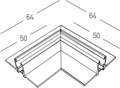 Užglaistomo magnetinės sistemos ZAMBELIS MAGNETIC 6MM bėgelio horizontalus kampinis sujungimas, 24V, juodas, 25224