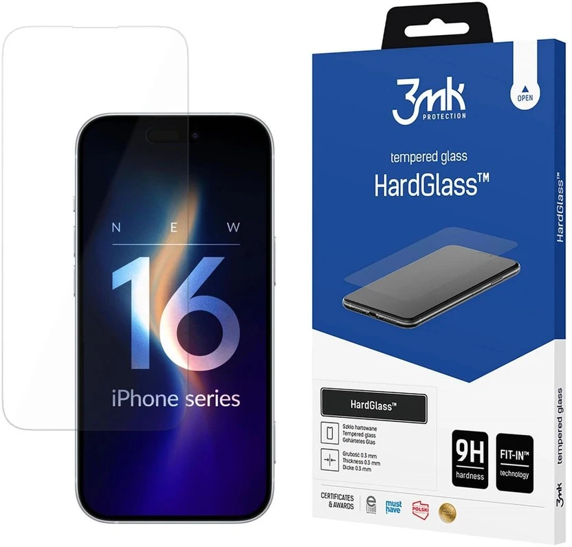 LCD apsauginis stikliukas 3mk Hard Glass Apple iPhone 16 Plus