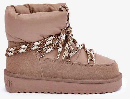 Užsegami Suede Žieminiai Batai Moterims su Storais Raišteliais D.Franklin DFSH375003 Taupe