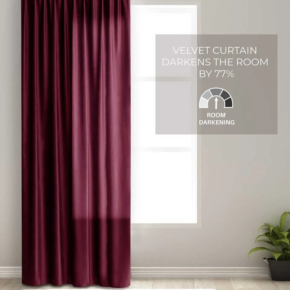 Naktinė užuolaida su žiedais AmeliaHome VELVET 140X245 cm, 1 vnt., spalva: vyno