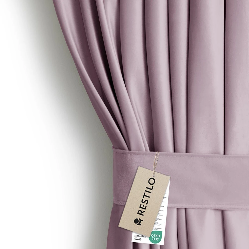 Naktinė užuolaida su žiedais AmeliaHome VELVET 140X245 cm, 1 vnt., spalva: rožinė
