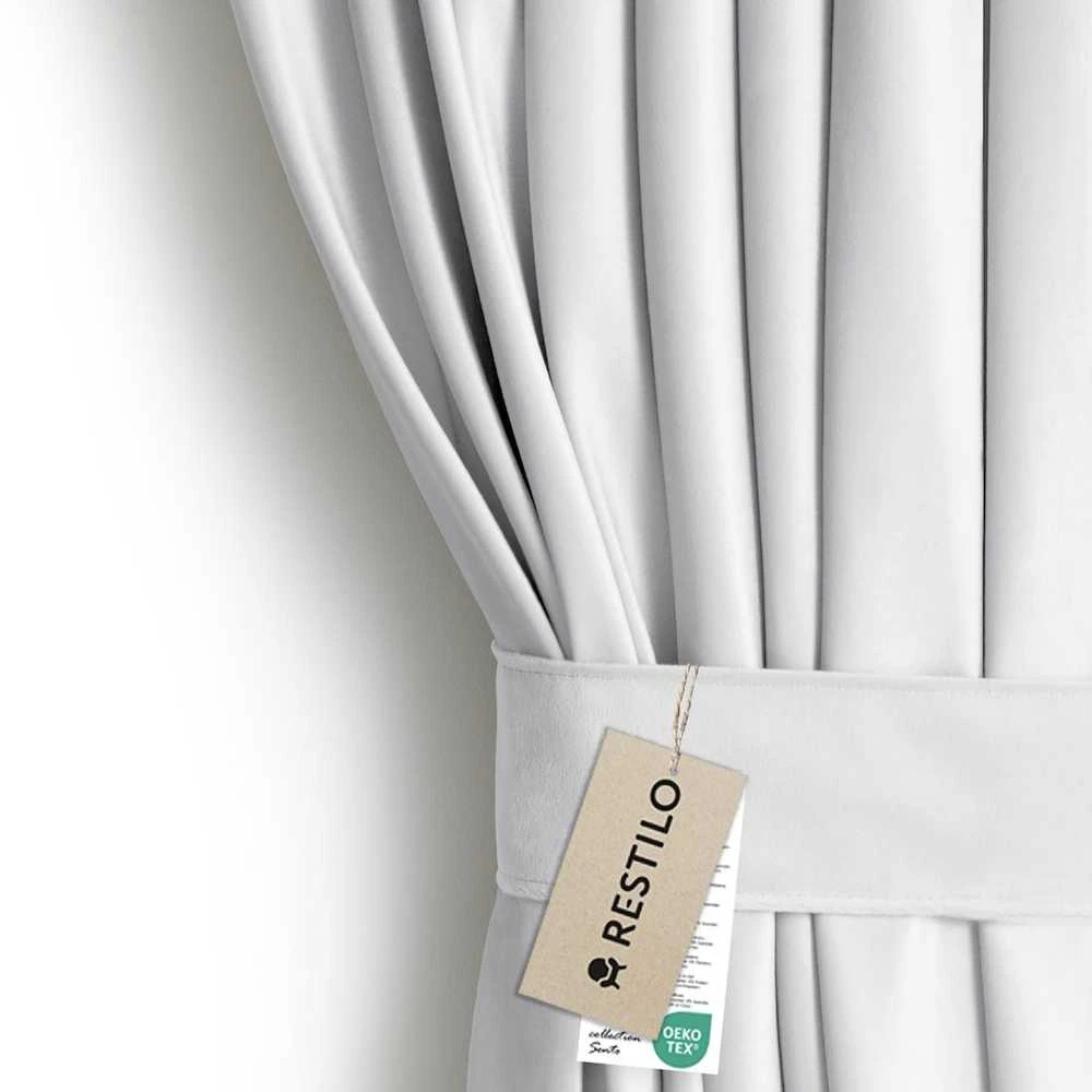Naktinė užuolaida su žiedais AmeliaHome VELVET 140X245 cm, 1 vnt., spalva: balta