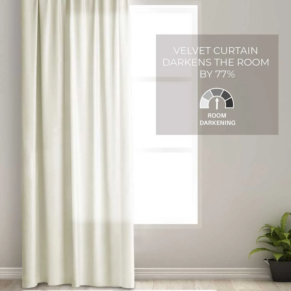 Naktinė užuolaida su žiedais AmeliaHome VELVET 140X245 cm, 1 vnt., spalva: kreminė