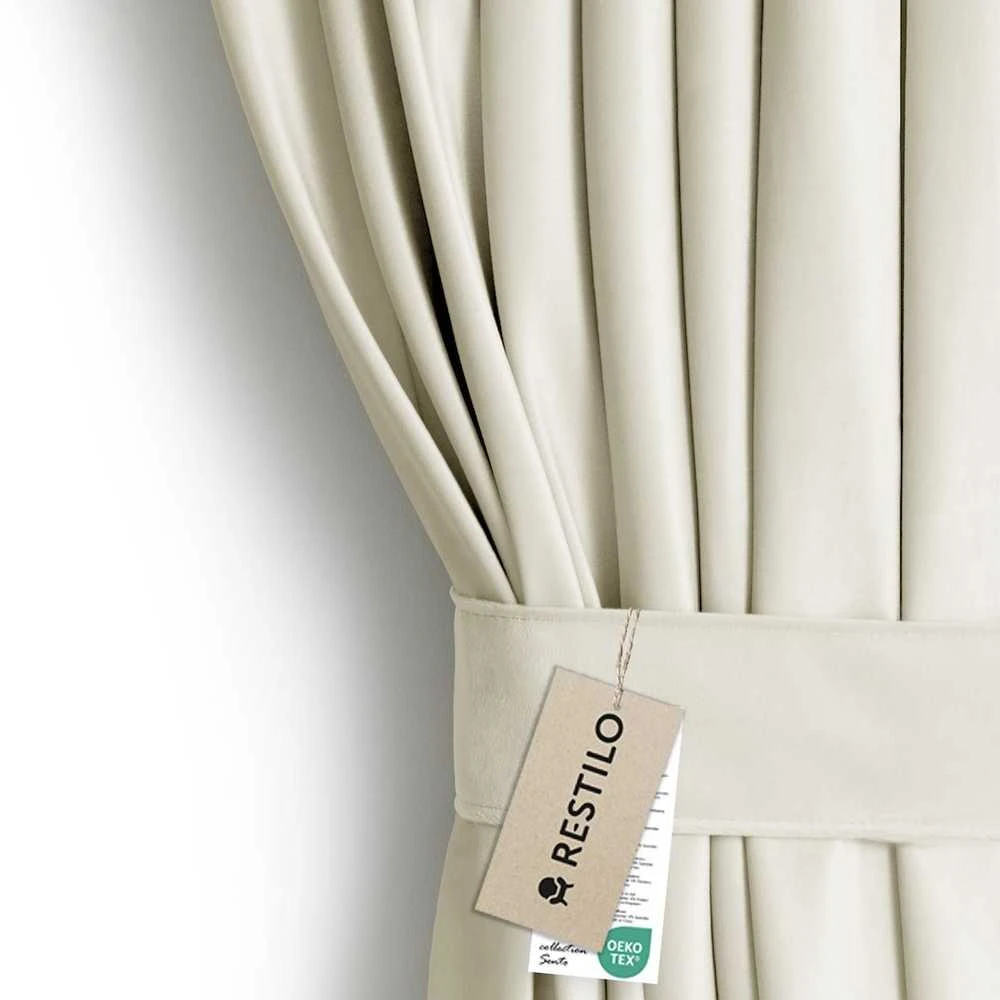 Naktinė užuolaida su žiedais AmeliaHome VELVET 140X245 cm, 1 vnt., spalva: kreminė