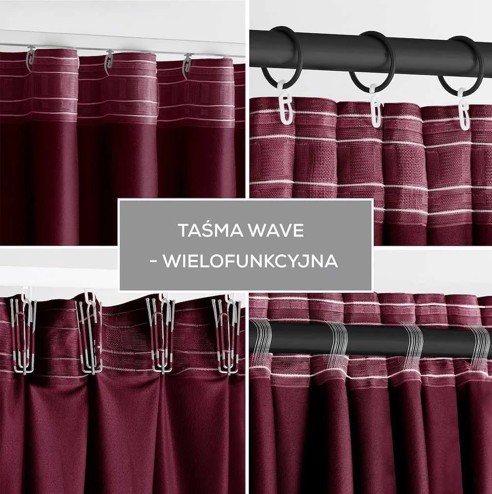 AmeliaHome Užuolaida aksominė 140×245 vyno spalvos CURT
