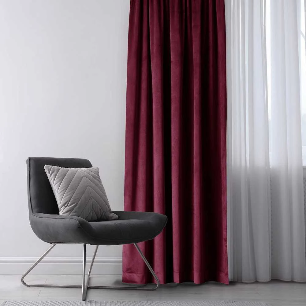 AmeliaHome Užuolaida aksominė 140×245 vyno spalvos CURT