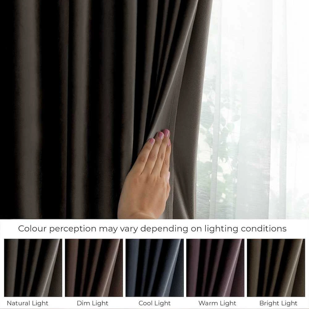 Naktinė užuolaida su žiedais AmeliaHome VELVET 140X270 cm, 1 vnt., spalva: tamsiai ruda