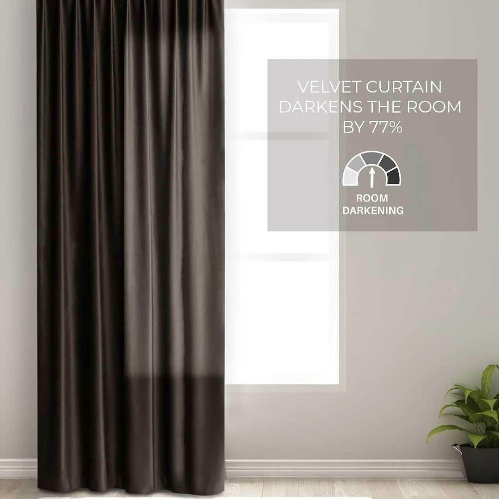 Naktinė užuolaida su žiedais AmeliaHome VELVET 140X270 cm, 1 vnt., spalva: tamsiai ruda