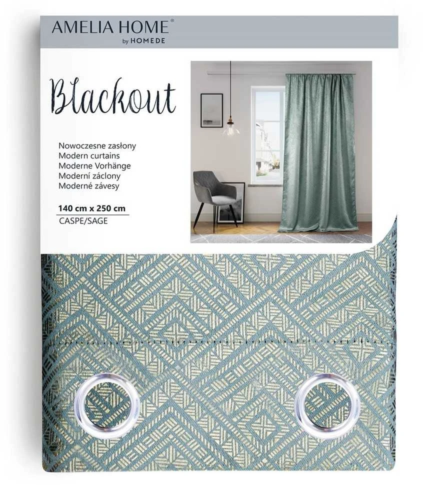 AmeliaHome Užuolaida Blackout 140×250 šviesiai žalia su aukso akcentu AH