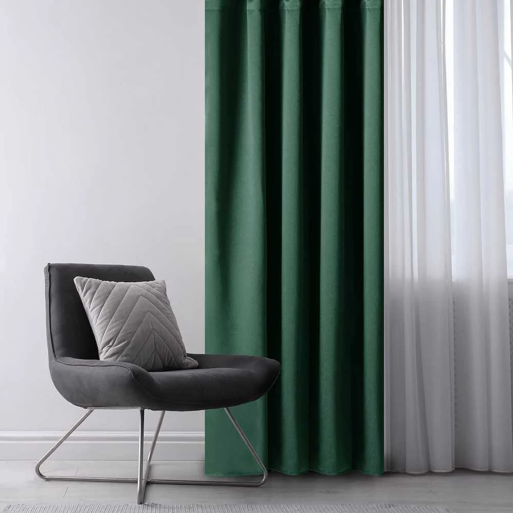 Naktinė užuolaida su žiedais AmeliaHome BLACKOUT 140X270 cm, 1 vnt., spalva: tamsiai žalia