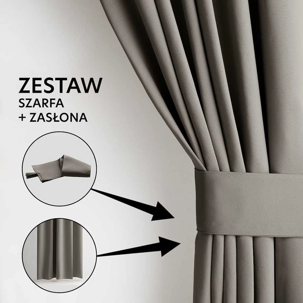 Užuolaida blackout tipo smėlio spalvos su klostėmis