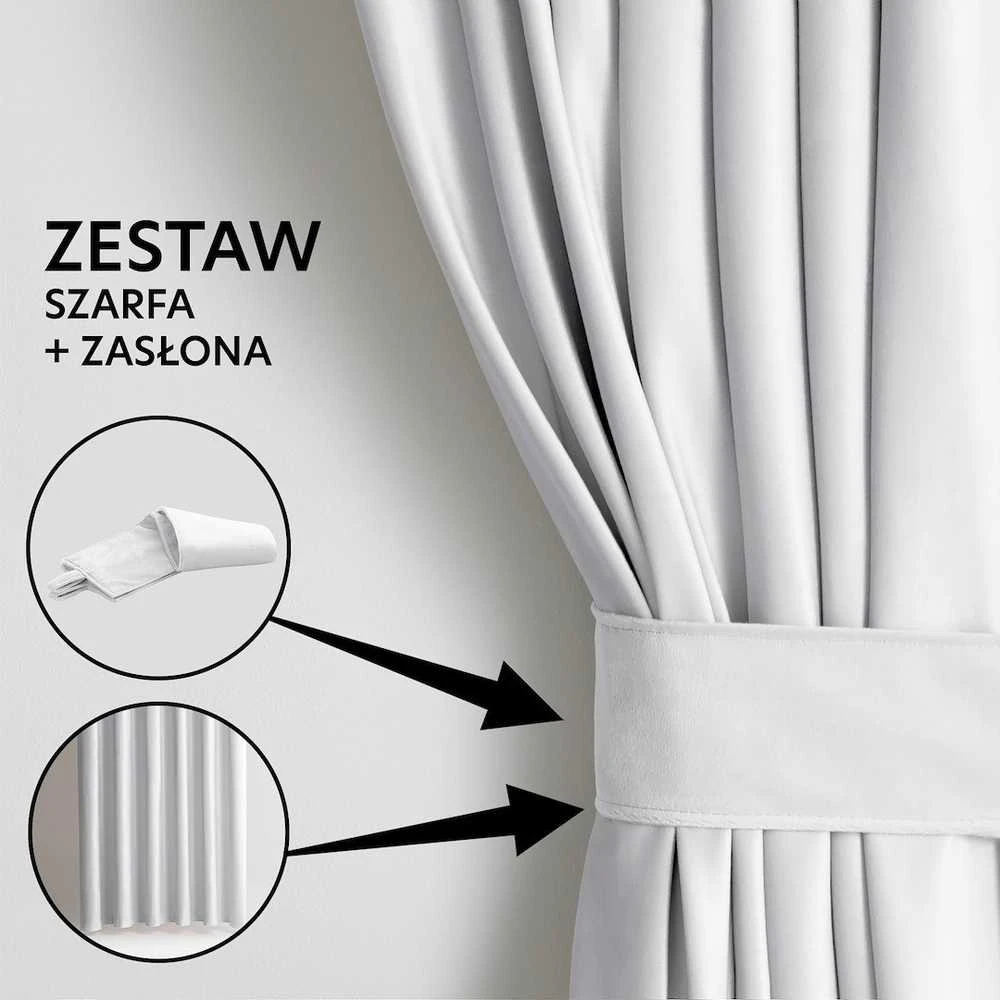 Naktinė užuolaida AmeliaHome VELVET 140X245 cm, 1 vnt., juosta/kabliukai, spalva: balta