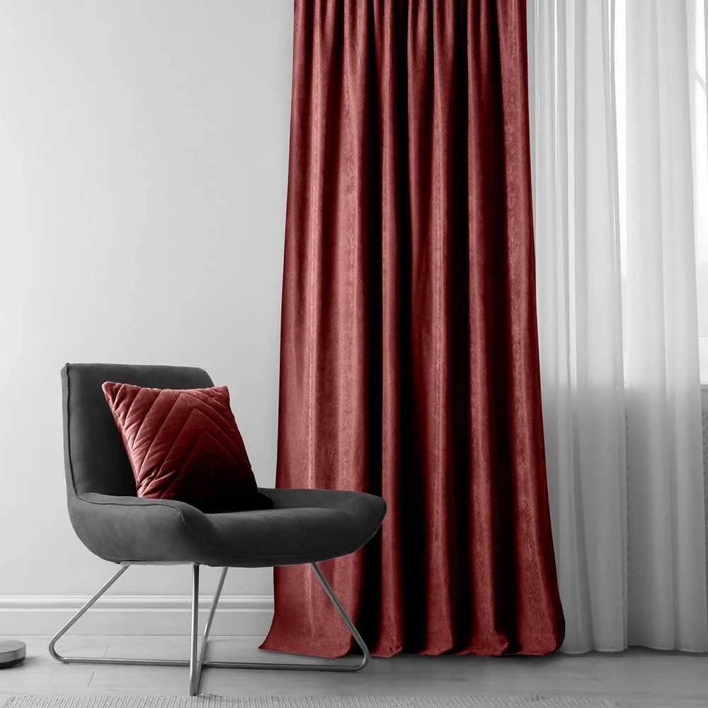 Homede Užuolaida iš chenilio 220×300 koralinė