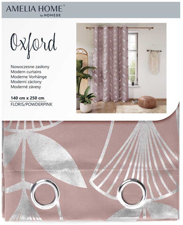 AmeliaHome Užuolaida OXFORD FLORIS 140×250 šviesiai rožinė AH