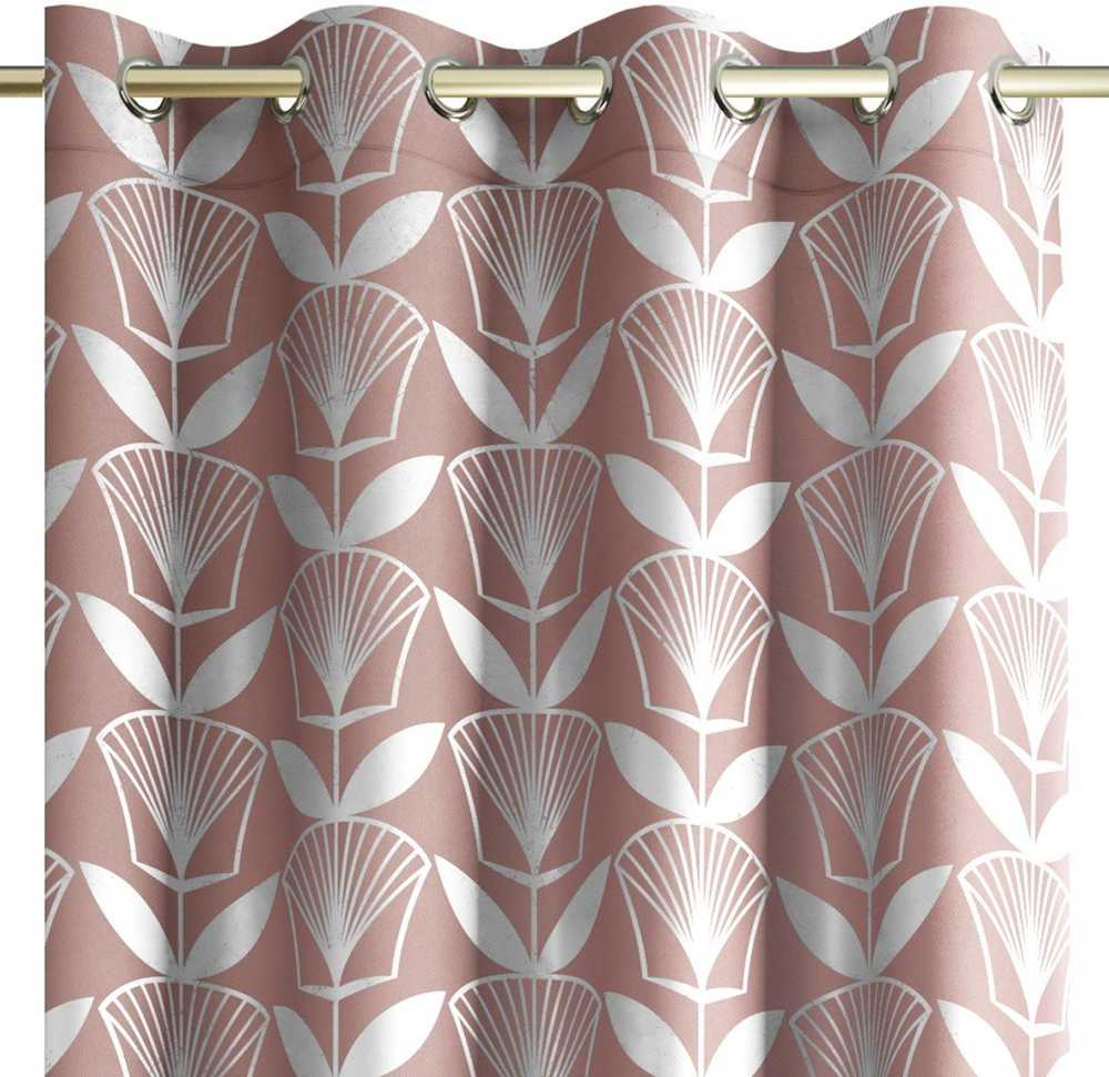 AmeliaHome Užuolaida OXFORD FLORIS 140×250 šviesiai rožinė AH