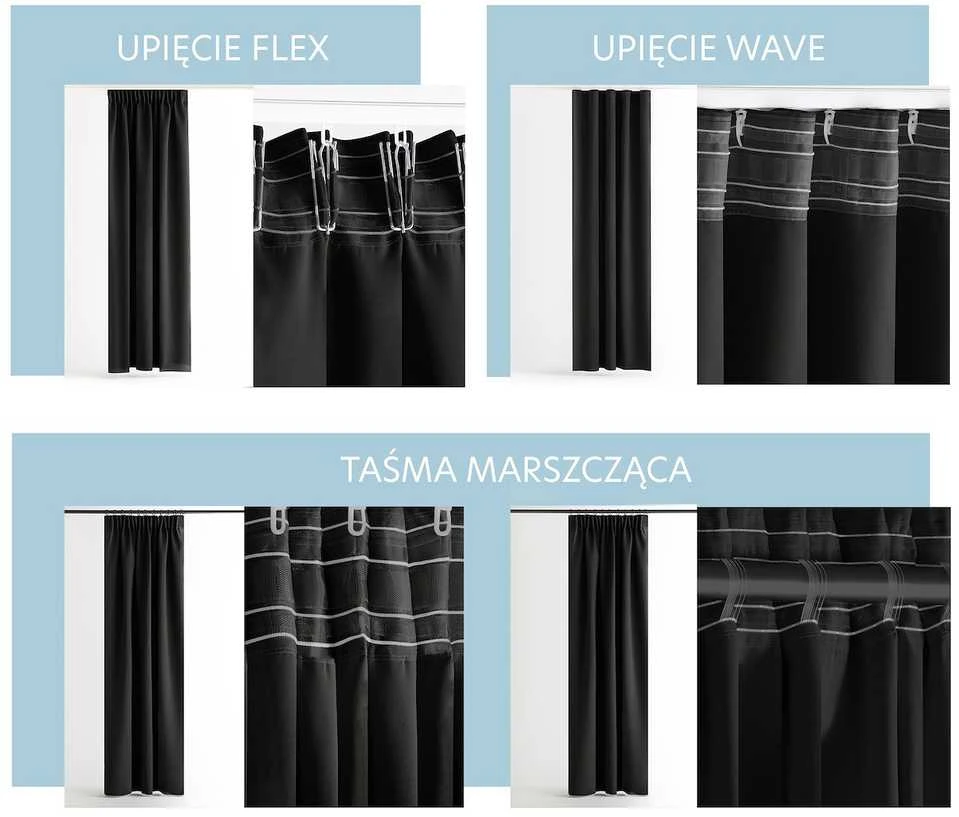 Užuolaida RES OXFORD CARLI PLEAT Juodas 140X270 1PC