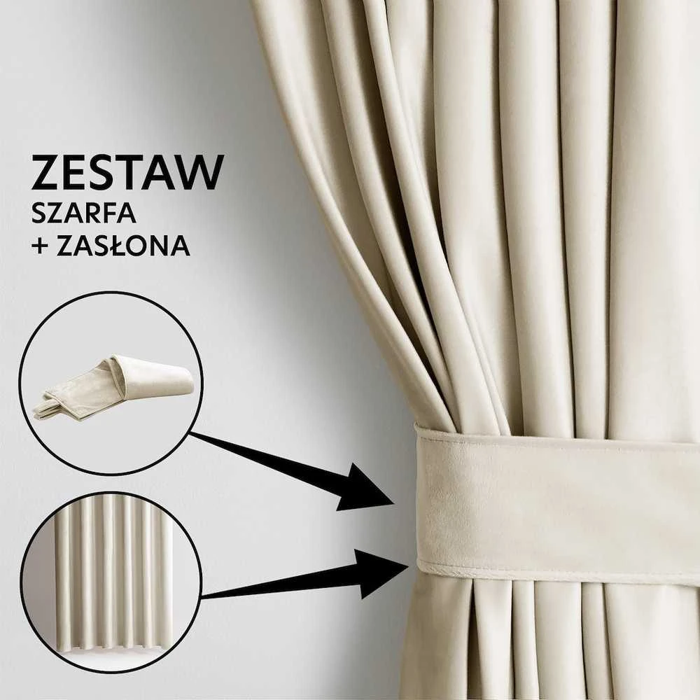 Užuolaida su daugiafunkce bangų juostele smėlio spalvos velvetas