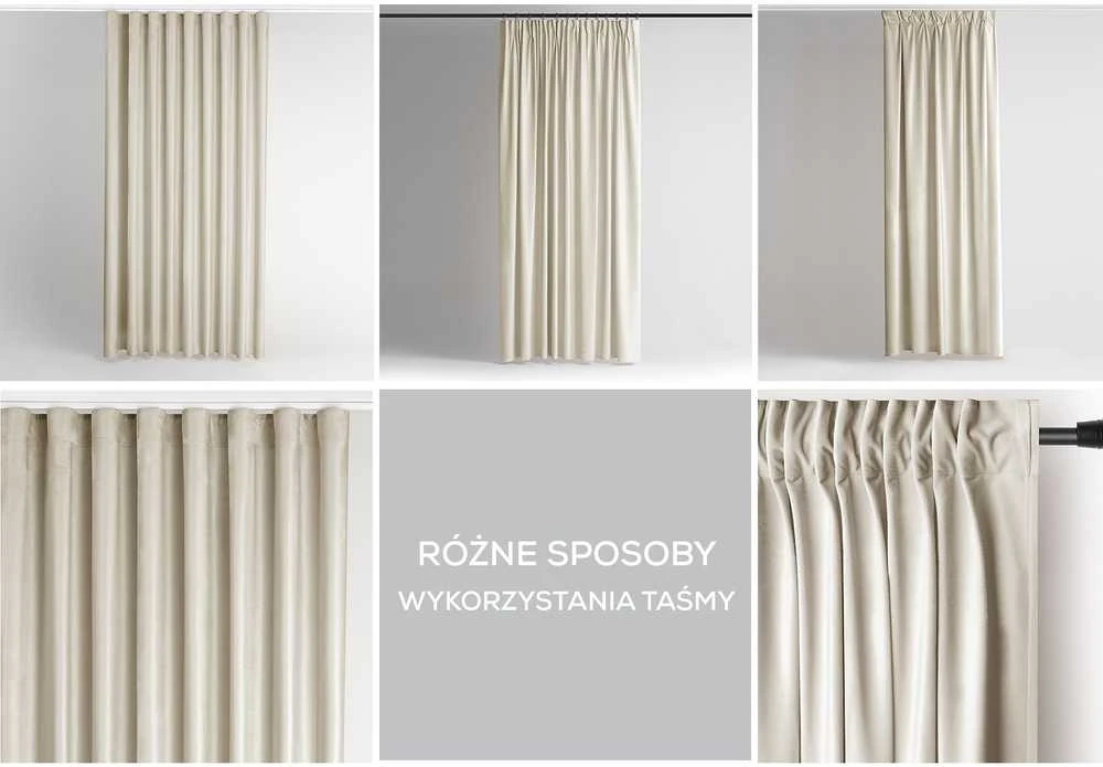 Užuolaida su daugiafunkce bangų juostele smėlio spalvos velvetas
