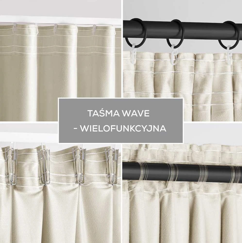 Užuolaida su daugiafunkce bangų juostele smėlio spalvos velvetas