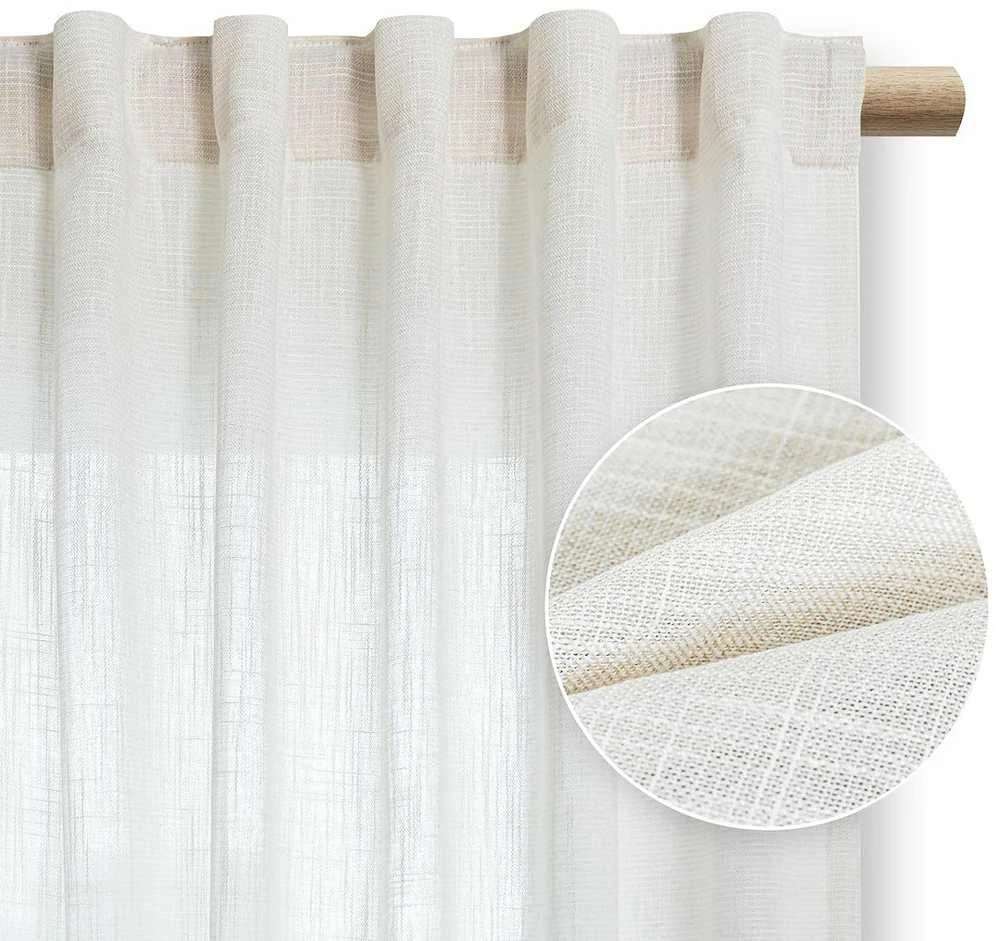 Užuolaida su klostėmis 140×250 cm iš viskozės kreminės spalvos
