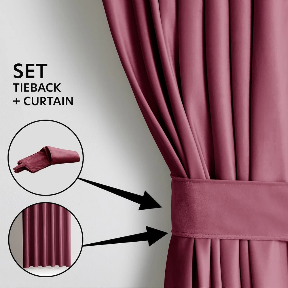 Naktinė užuolaida su žiedais AmeliaHome VELVET 140X245 cm, 1 vnt., spalva: burgundiška