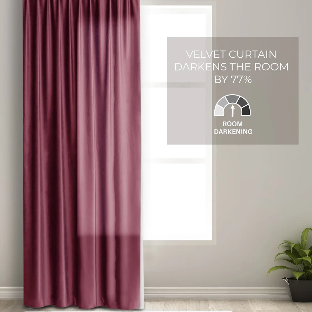 Naktinė užuolaida su žiedais AmeliaHome VELVET 140X245 cm, 1 vnt., spalva: burgundiška