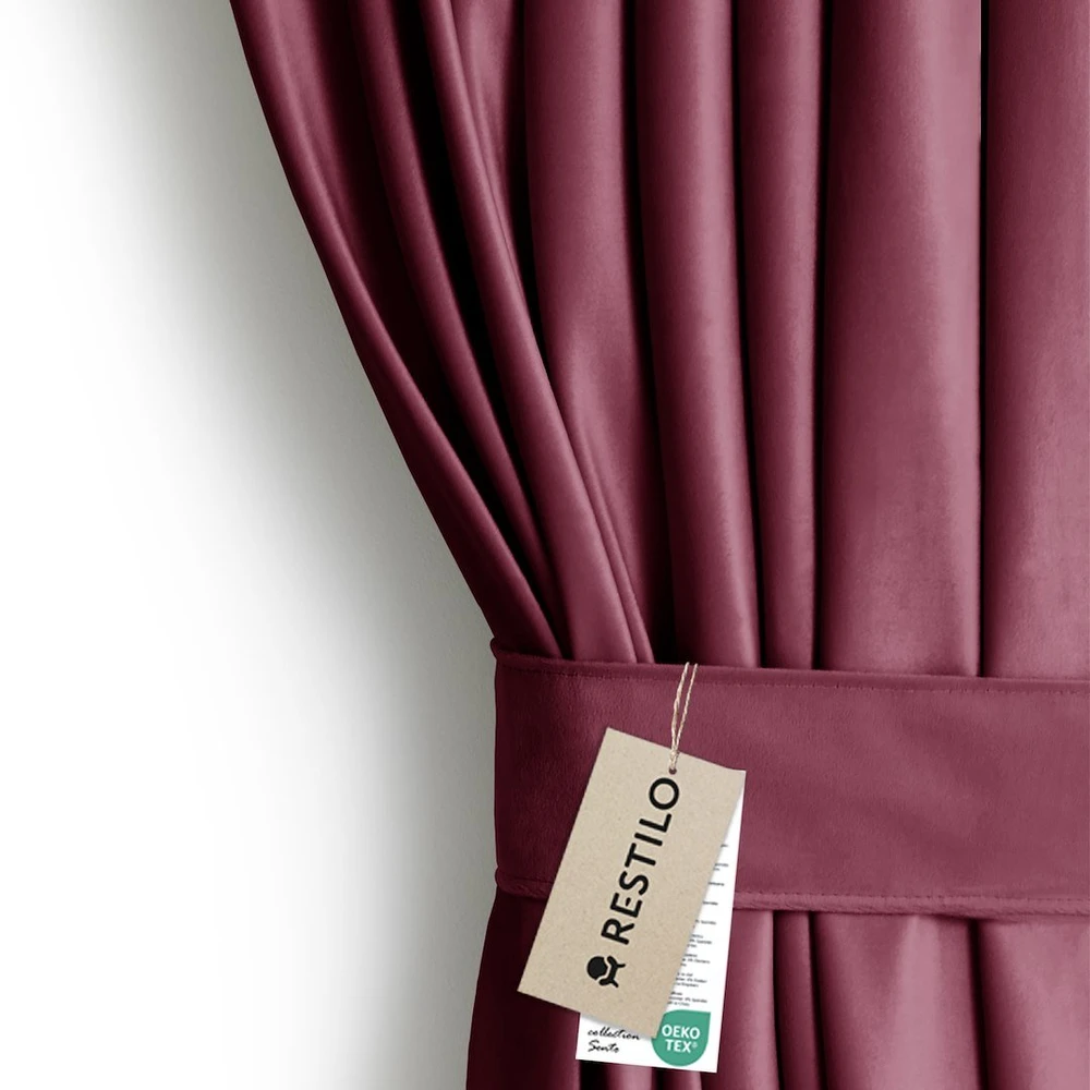 Naktinė užuolaida su žiedais AmeliaHome VELVET 140X245 cm, 1 vnt., spalva: burgundiška