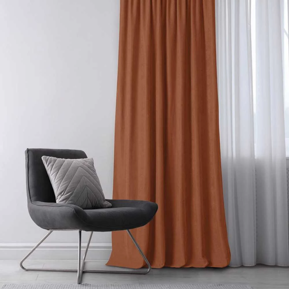 Homede Užuolaidos 140×270 cm koralinės su žiedais Chenille