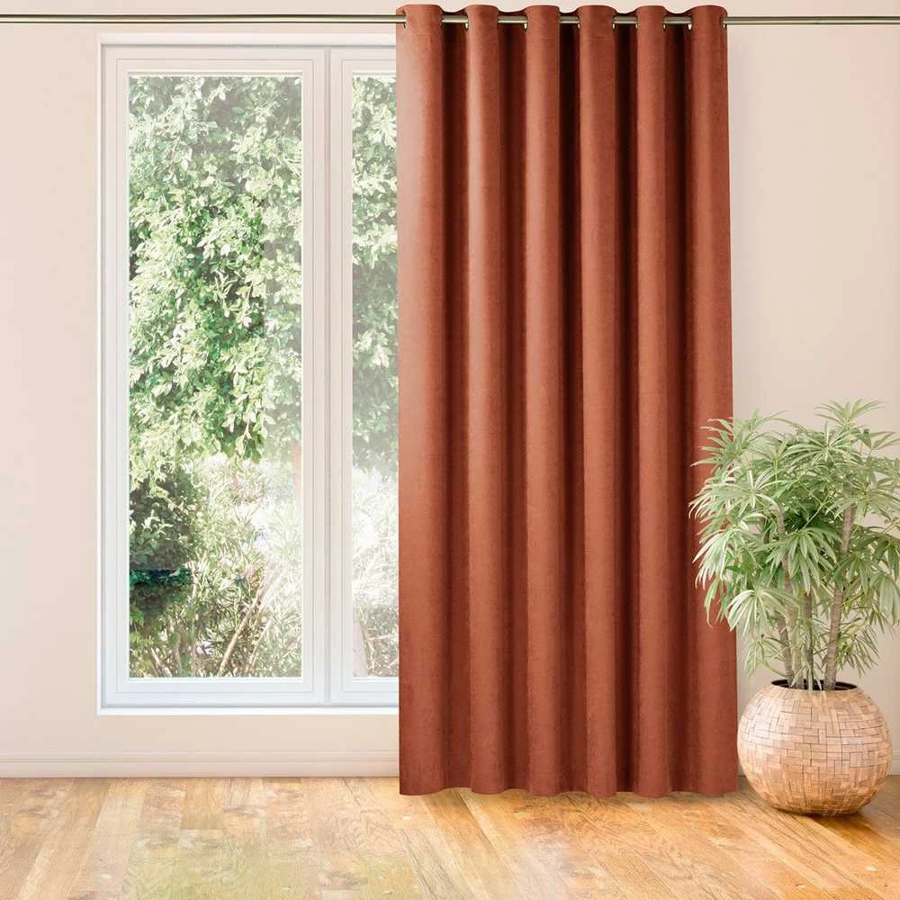 Homede Užuolaidos 140×270 cm koralinės su žiedais Chenille