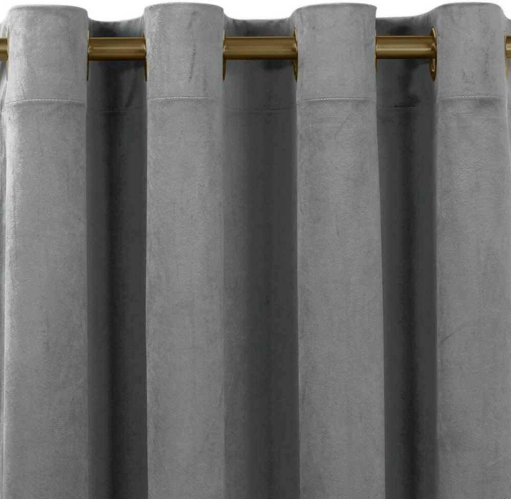 Homede Užuolaidos 200×300 cm aksominės, tamsiai pilkos spalvos, su kilpelėmis