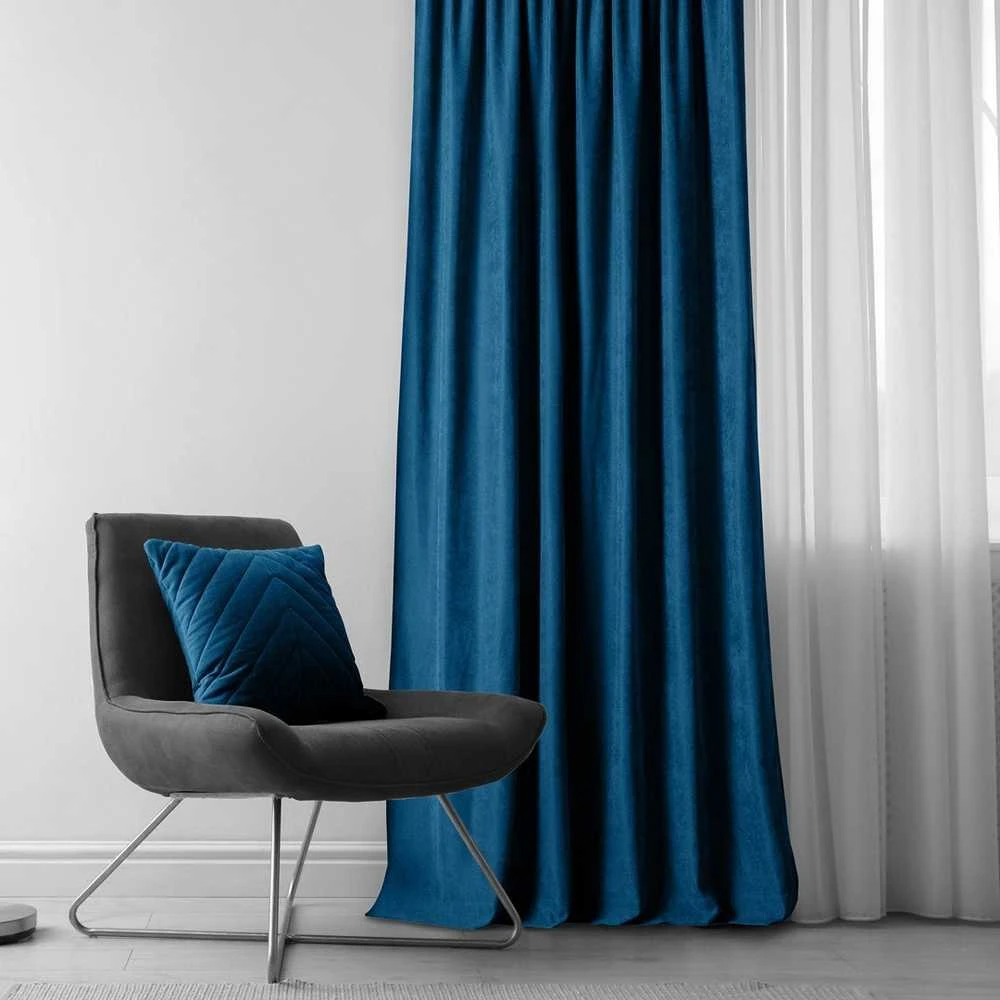 Užuolaidos 220×175 tamsiai mėlynos iš chenilio CHENILLE FLEX
