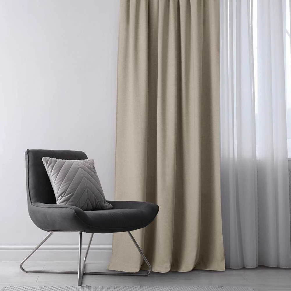 Užuolaidos 220×245 cm smėlio spalvos BRAID FLEX CARMENA