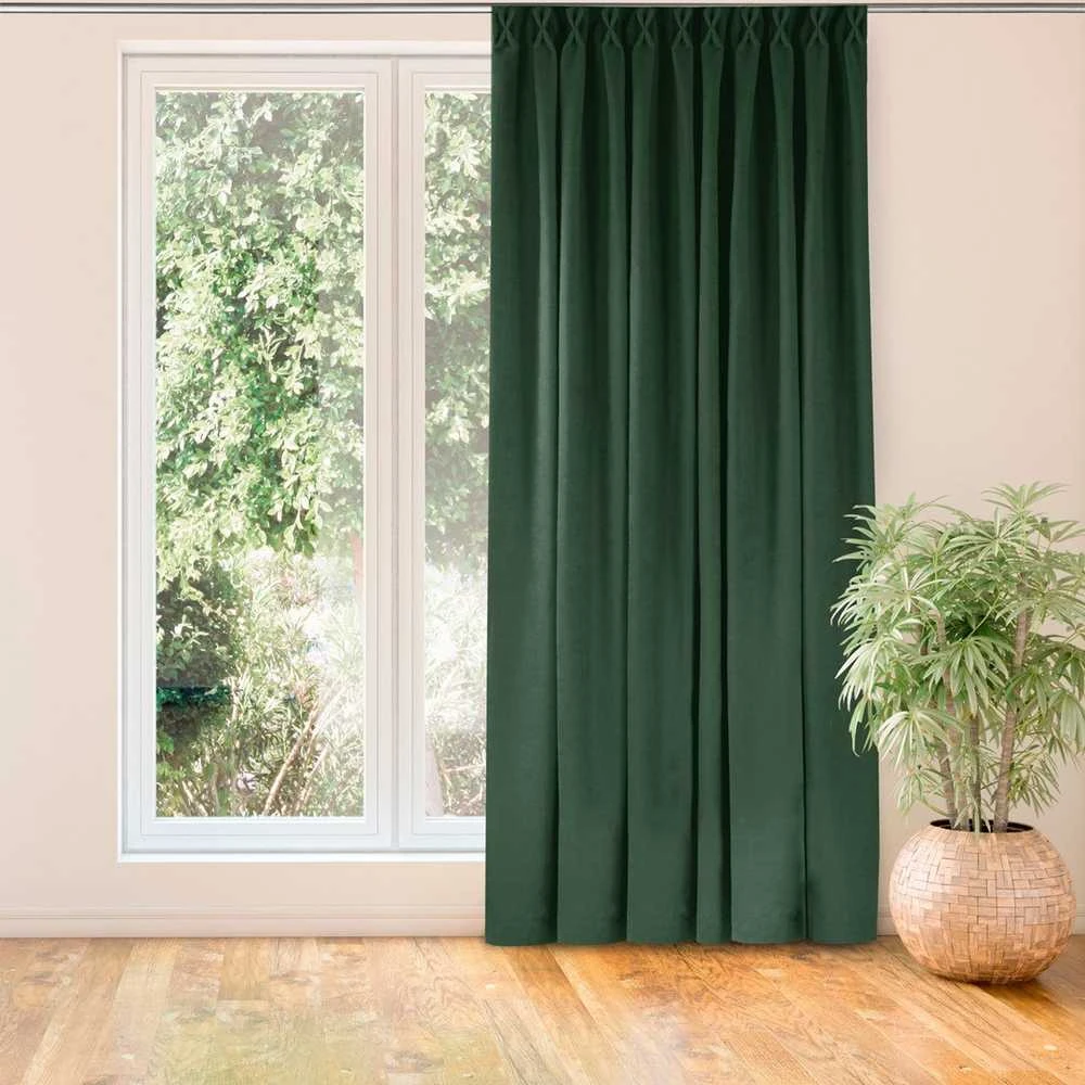 Homede Užuolaidos 220×245 cm tamsiai žalia CHENILLE FLEX