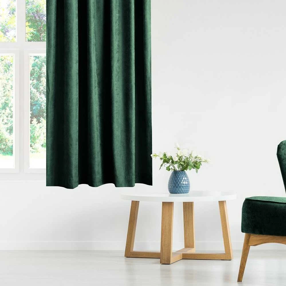 Homede Užuolaidos 280×270 cm iš čenilės tamsiai žalia Chenille Flex