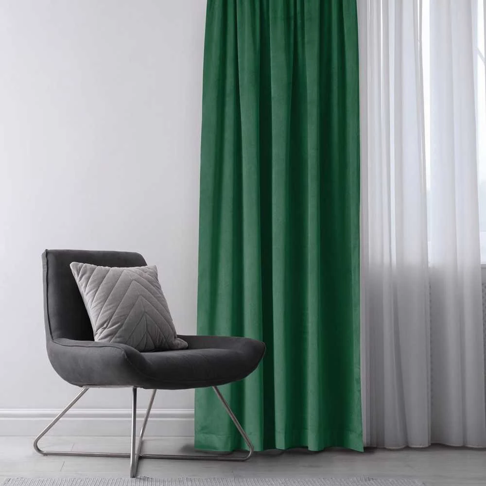 Homede Užuolaidos 530 × 175 cm, tamsiai žalia Velvet Flex
