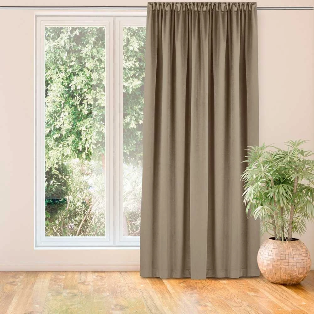 Homede Užuolaidos aksominės 530×300 smėlio spalvos