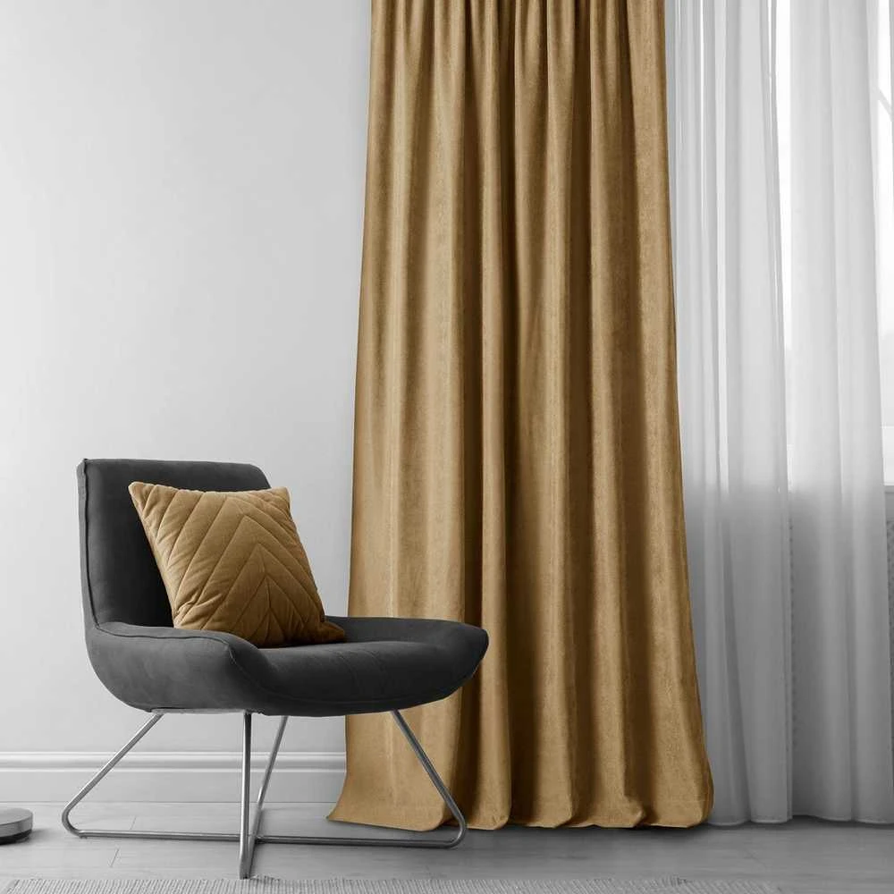 Homede Užuolaidos chenille 140×245 cm šviesiai ruda